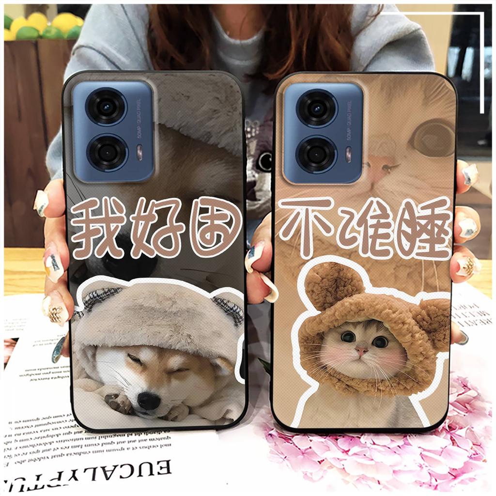 Phone Pouch Couple Phone Case For MOTO G24 Power TPU Soft case Shockproof Durable Waterproof Cartoon Cute Protective