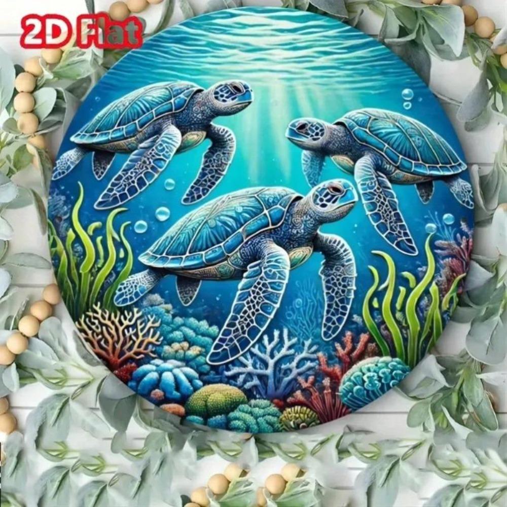 Metal Sign Ocean Turtle Wall Art Nautical Home Decor Bar Cafe