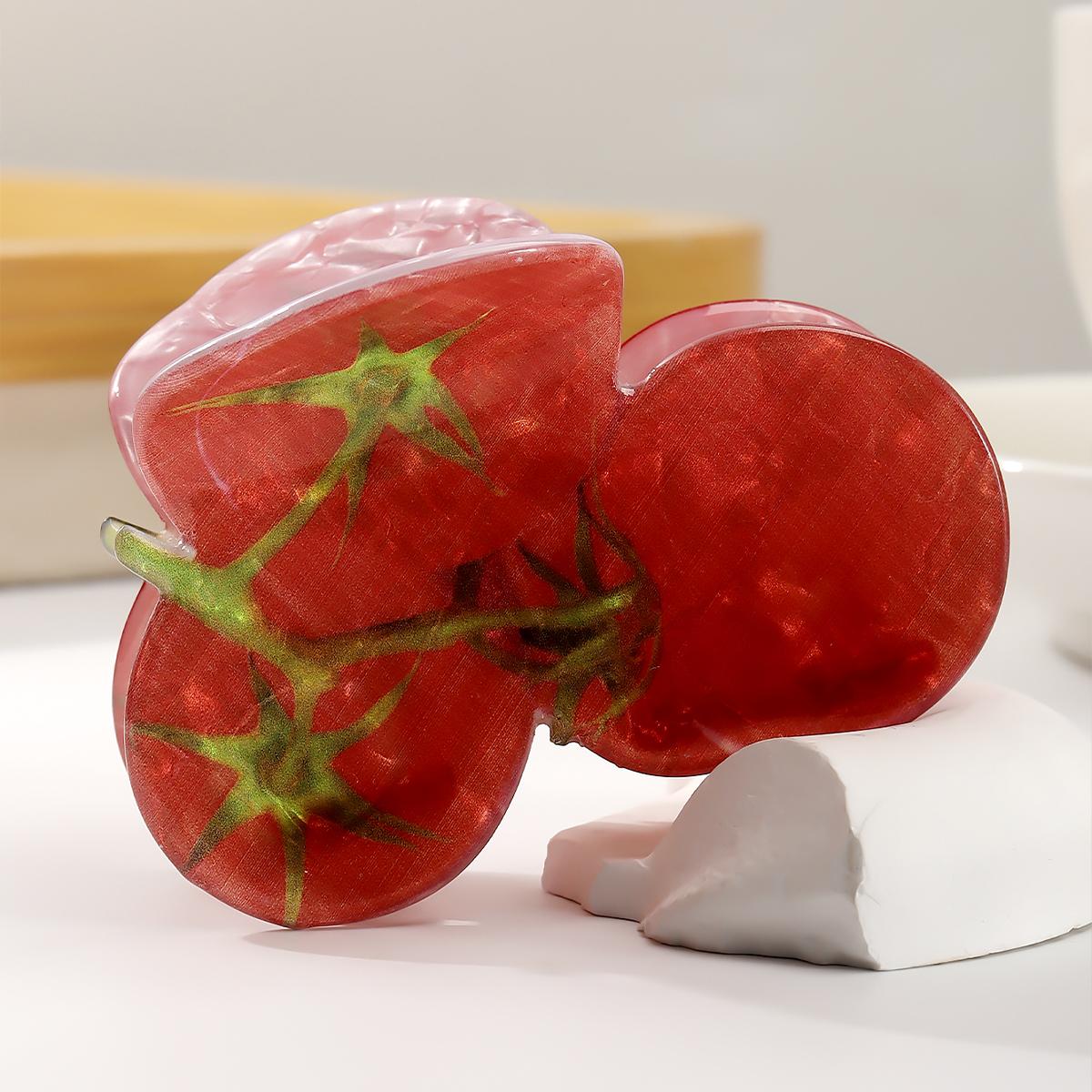 

1 шт. Милые фрукты и овощиОтдел Три Помидора Акриловые Заколки для Волос Красивые, Нежные и Универсальные, Аксессуары для Волос Size fits all