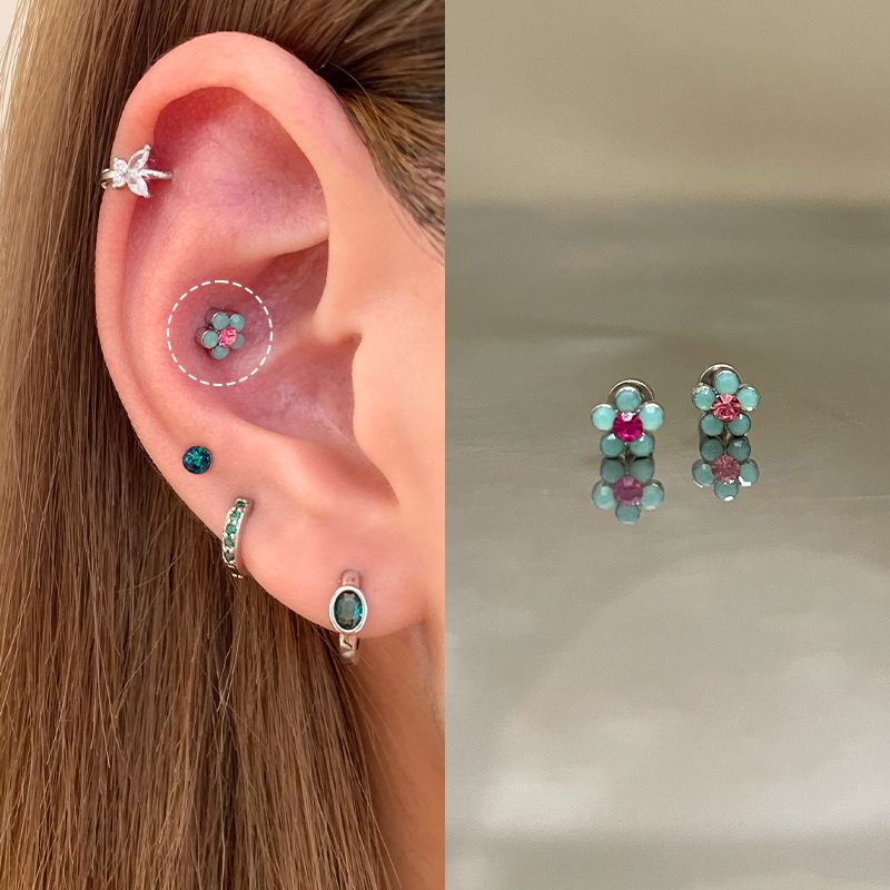 Unique Ear Bone Stud Medical Titanium Steel Ear Studs Ear-Caring Titanium Alloy Earrings Female Small Earrings Ear Bone Ring Circle Ear Ear Bone Pin