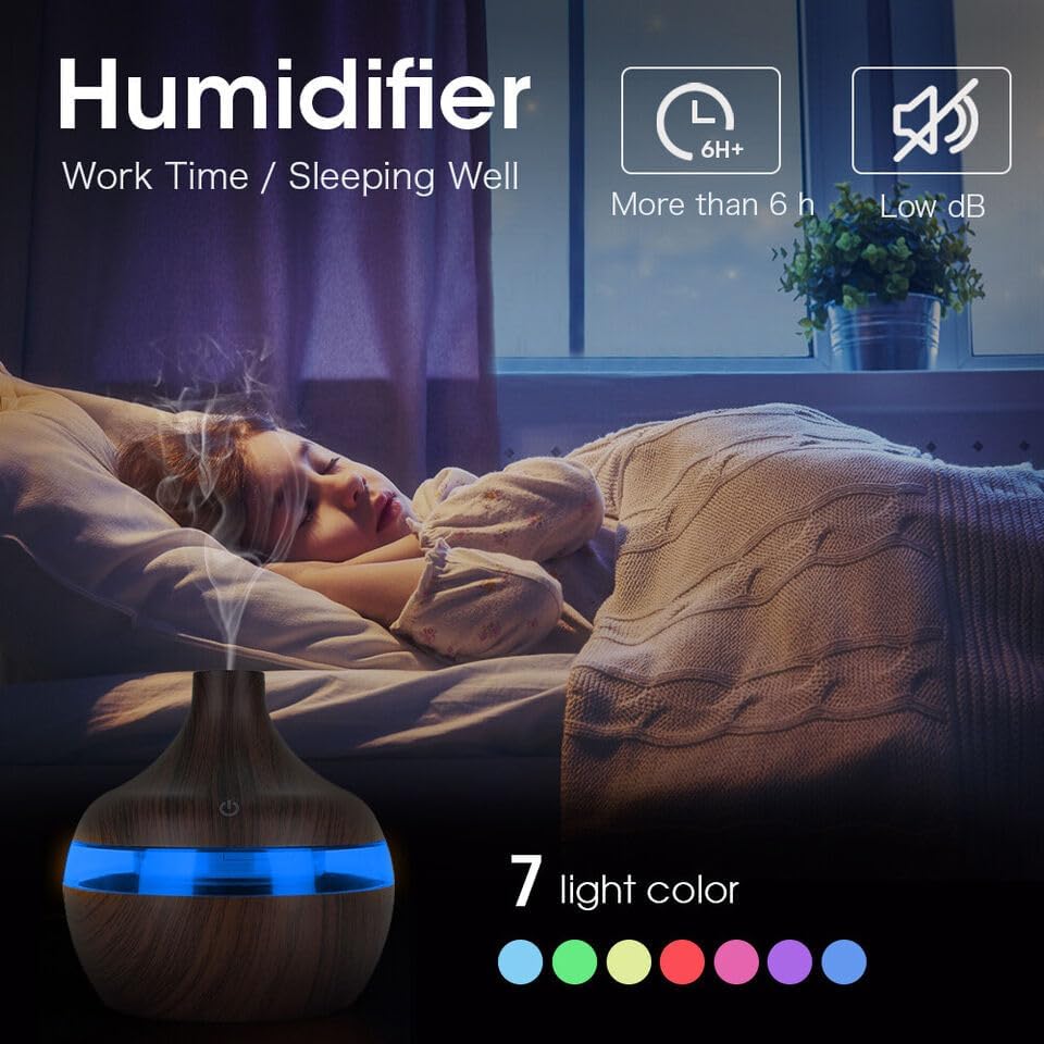 PURE NEST Aura Mist Room Humidifier | Ultrasonic Cool Mist Diffuser with LED Night Light, Whisper Quiet, Auto Shut-Off for Home, Office & Bedroom