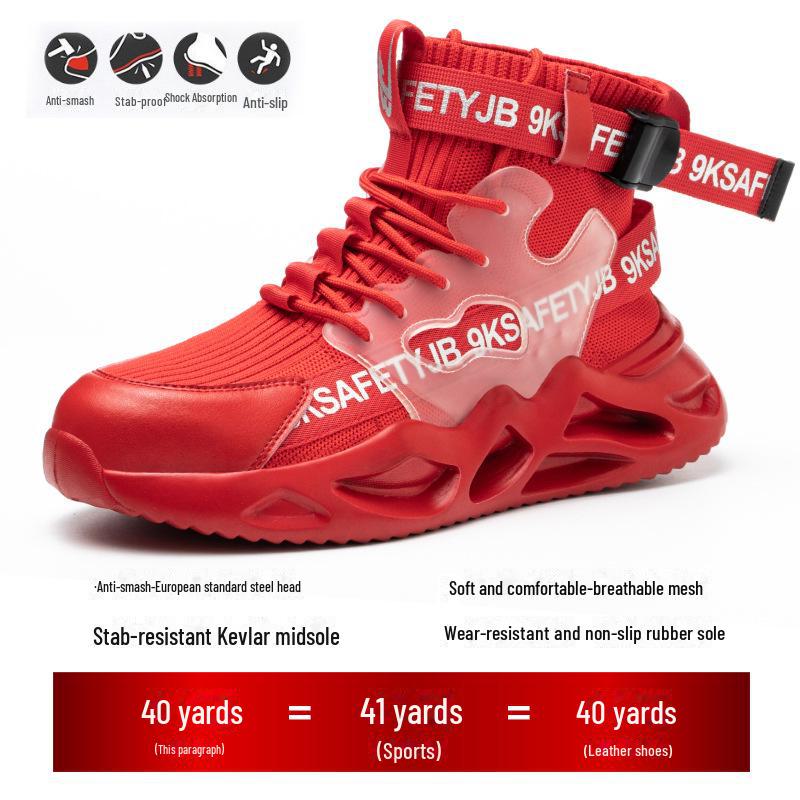 Breathable Lightweight Men's Steel Toe Work Shoes - Anti-Smash, Anti-Puncture, High-Top Safety Footwear