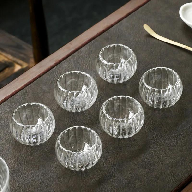 Gestreifte Glasbecher Transparente Tasse Wein Wasser Milchbecher Niedlich Büro Zuhause Frühstück Kaffeetassen Kürbis Muster Trinkgeschirr