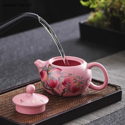 1 Set of 180ml Pink Purple Clay Teapot High-end China-Chic Style Single Tea Pot Zisha Tea Set Ball Hole Filter Tea Infuser