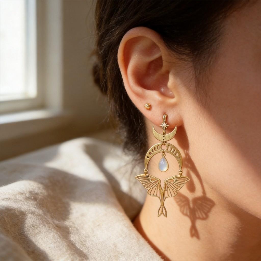 Moonlight Zircon Pendant Earrings With Sun Elements For Female Jewelry