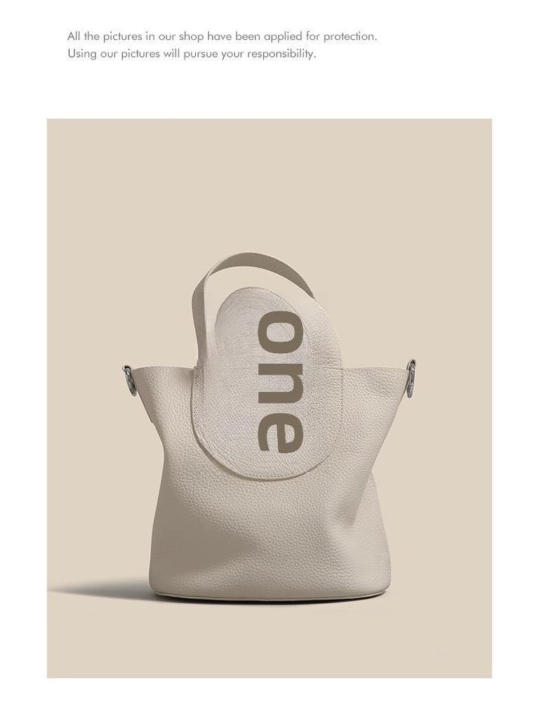 2023 Genuine Leather Pig Nose Bucket Bag - Handheld, Shoulder, Messenger, Large Capacity