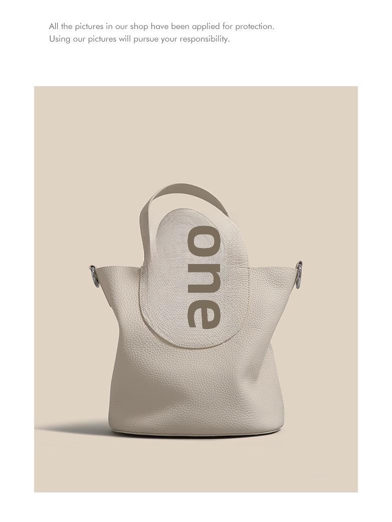 

Сумка-ведро из натуральной кожи Pig Nose 2023 года — ручная, наплечная, почтальонская, большой вместимости 24x16x23 белый