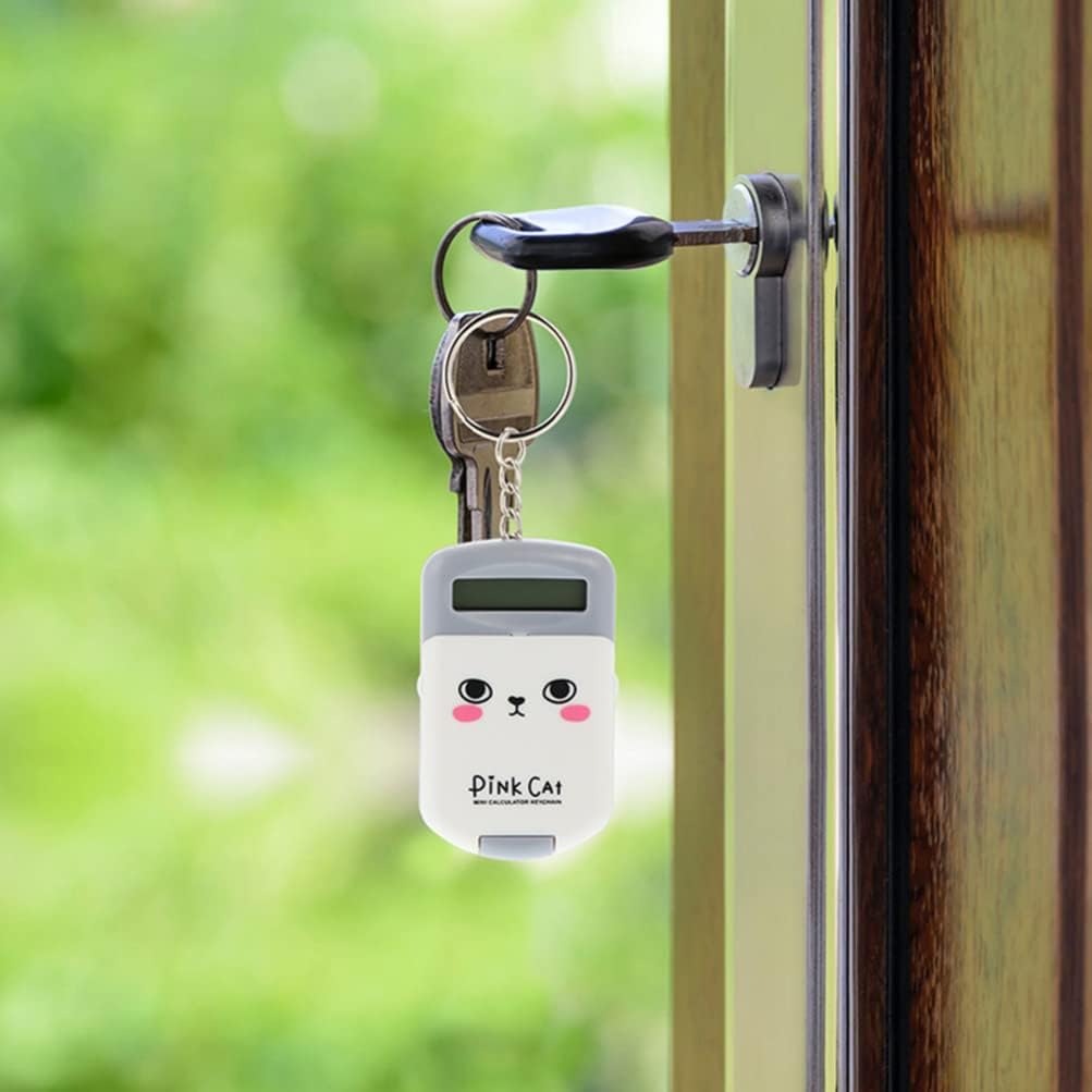 2Pcs Mini Electronic Calculator Keychains Brain Toy, 8 Digits Flip Calculator with Key Ring for Home Office Kids