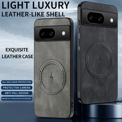 Para Google Pixel 7 Capa de Celular de Couro Lightning de Luxo Para Google Pixel 7 Pro 7A Carregamento Sem Fio Magnético Capa à Prova de Choque Capa