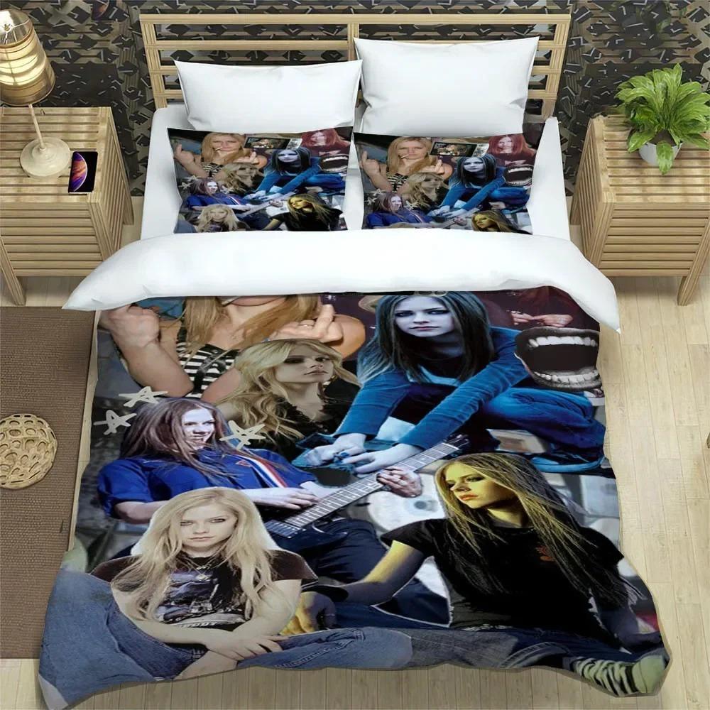 Music Singer Avril Lavigne Duvet Cover Pillowcase Bedding Set Adult Boys Girls Bedroom Decoration Gift Single Twin King Size