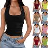 Women's Casual U Neck Solid Color Tank Top Sleeveless Slim Fit Stretchy Basic Undershirt Summer Layering Shirt