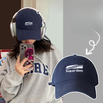 Letter Baseball Cap for Men and Women In Autumn and Winter  Small Big Head and Curved Brim Hat Korean Style Trendy Baseball Cap