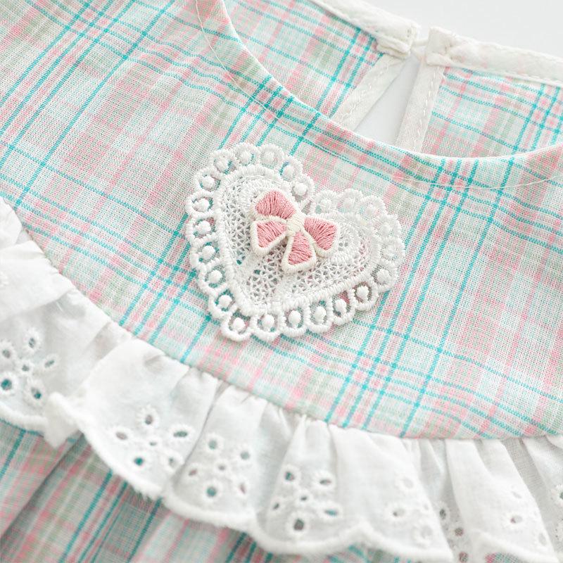 Summer Sleeveless Plaid Baby Jumpsuit - Pure Cotton Diaper Cover for Girls