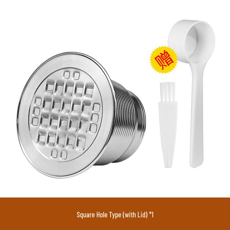 Reusable Italian Stainless Steel Coffee Capsule with Lid and Single-Hole Filter