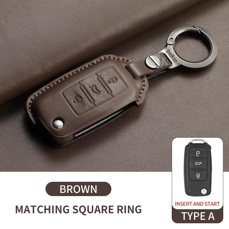 Leather Car Key Case Cover for Volkswagen VW Polo Golf7 MK7 Tiguan Passat Golf Jetta Lavida Car Remote Key Case Shell Accessorie