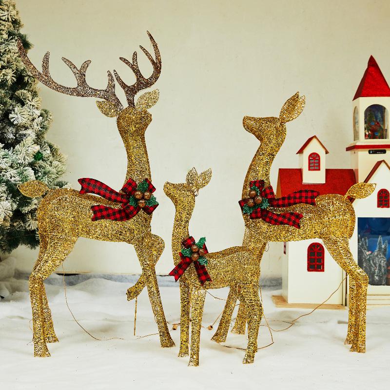 Christmas Luminous Wrought Iron Reindeer Scene Display Ornament