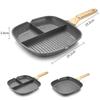 29cm Nonstick Square Grill Pan 3-Section Griddle Skillet Pan Induction Large Breakfast Skillet for Egg Bacon Burgers Cooking Pan
