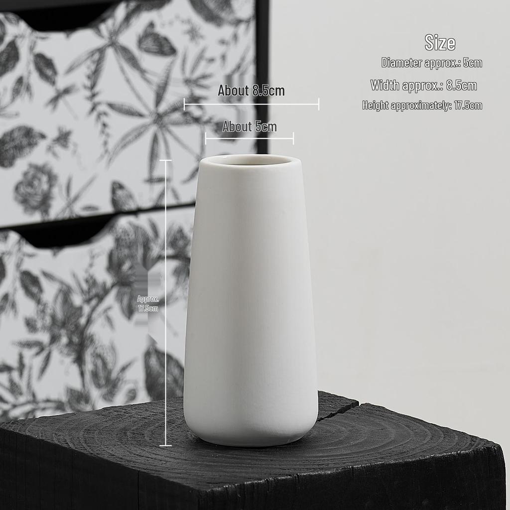 Nordic White Minimalist Ceramic Vase for Dried Flowers - Modern Hydroponic Decoration for Living Room or Dining Table.