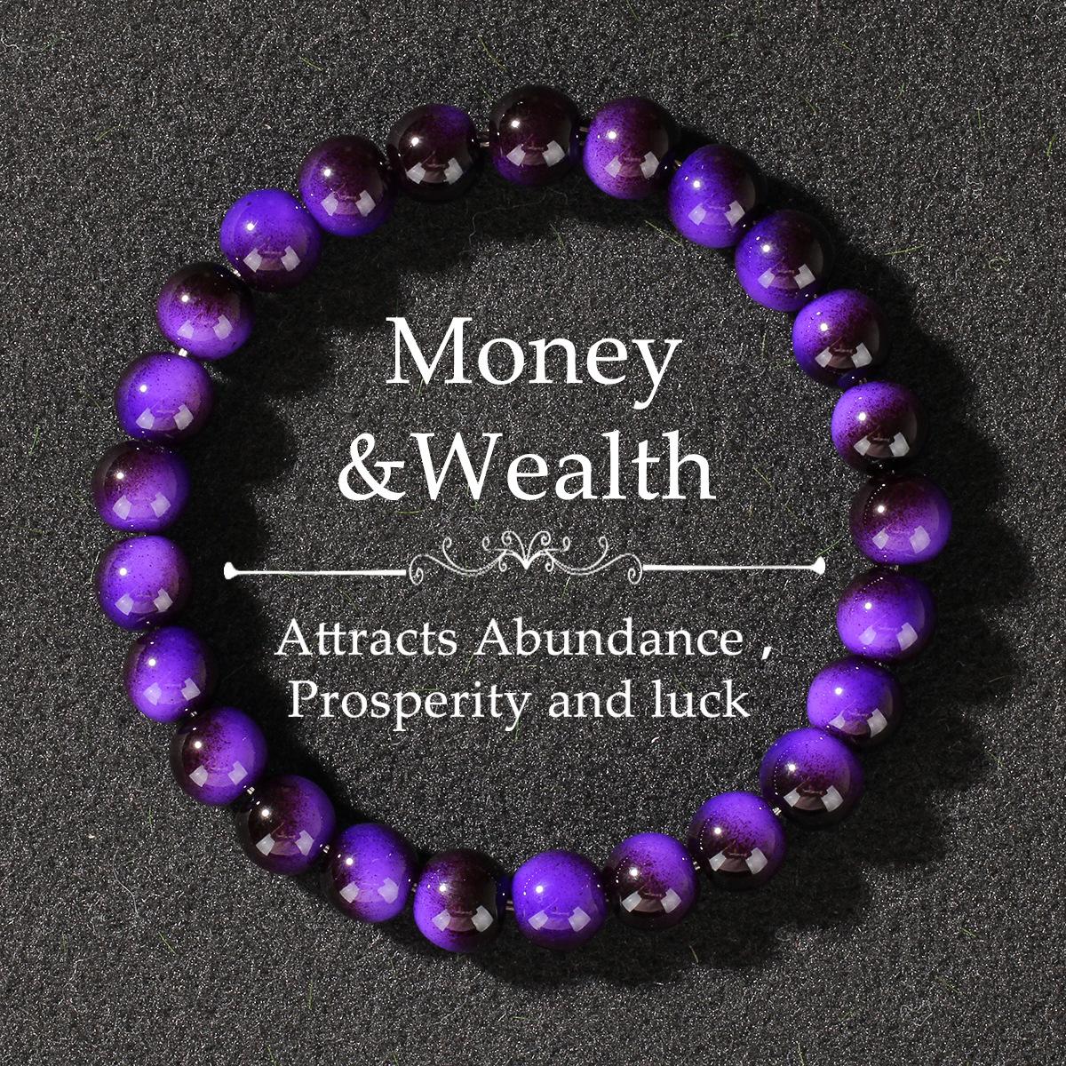 

Fashion Glass Beaded Bracelet For Women 8MM Colorful Beads Elastic Chain Wrap Wristband Bangle Female Trendy Party Jewelry Gift