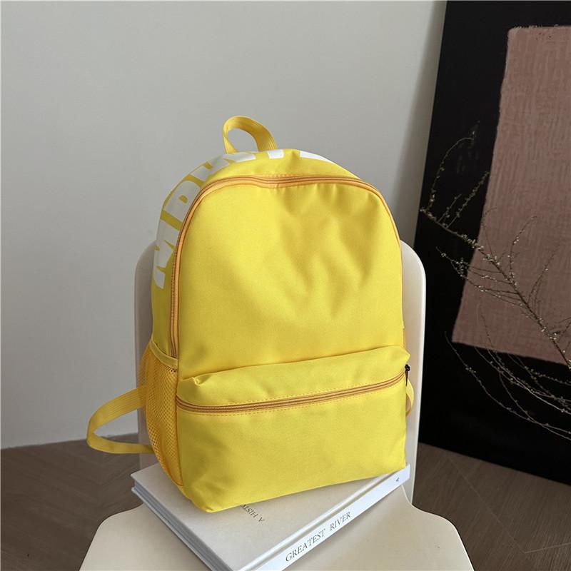 Student Solid Color Schoolbag Backpack Nylon Material Internal Phone Pocket