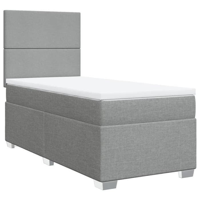 VidaXL Slatted Bed Base and Mattress Light Grey 90x190 Cm Fabric, Bed, Platform Bed, Panel Bed, Furniture of 3292636