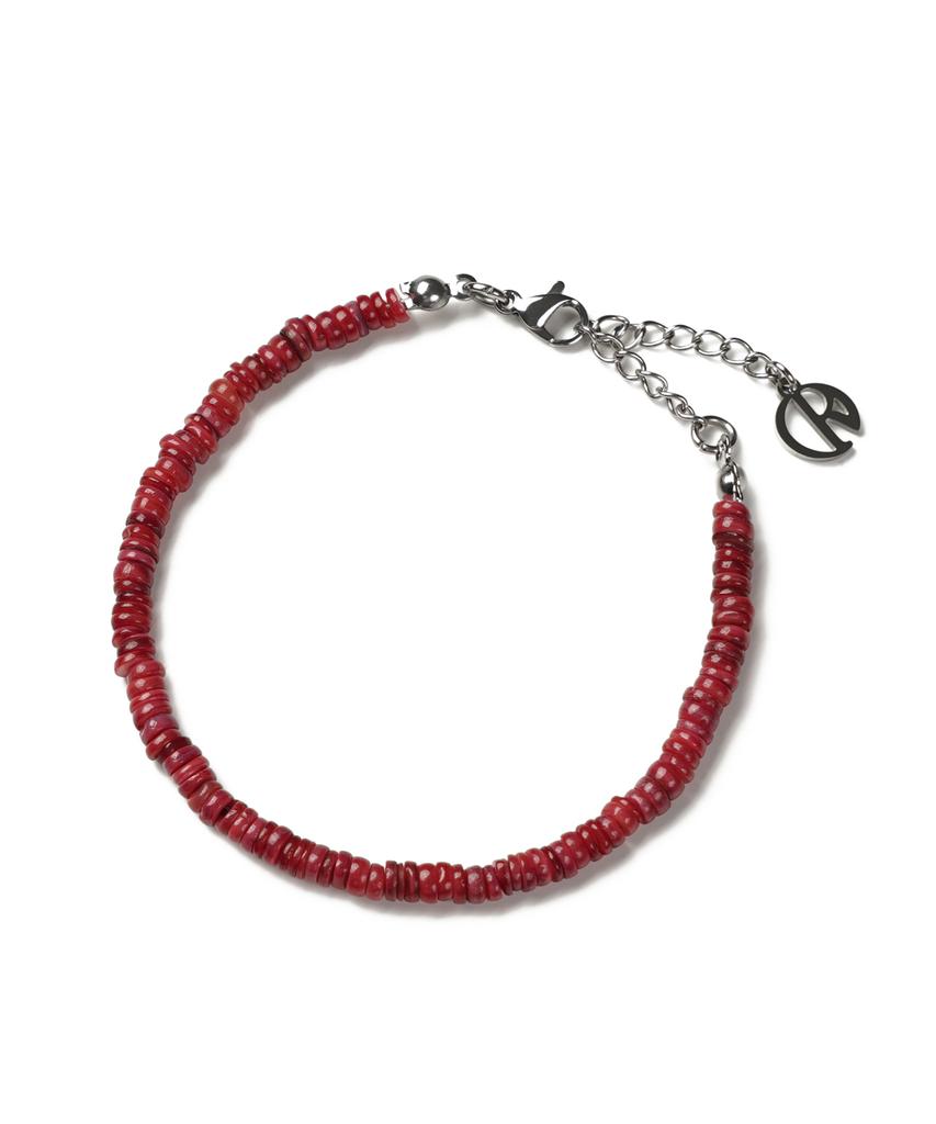 Decoroso Unisex Minimal Mother-Of-Pearl Bead Bracelet [Deep Red]