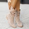 Botas de Mujer Otoño Invierno Tacón Bajo Grande Botines de Ante para Mujer Botas Largas Marrones