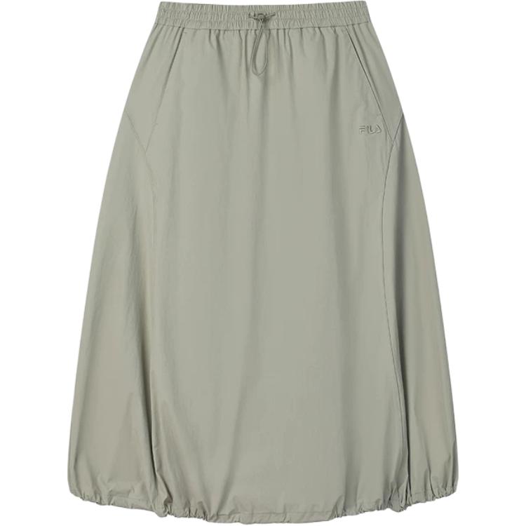 Fila Original Parachute Skirt Fashion Versatile Skin-Friendly Comfortable Casual Long Skirt Women Skirts Green Khaki F51W529307F-DK