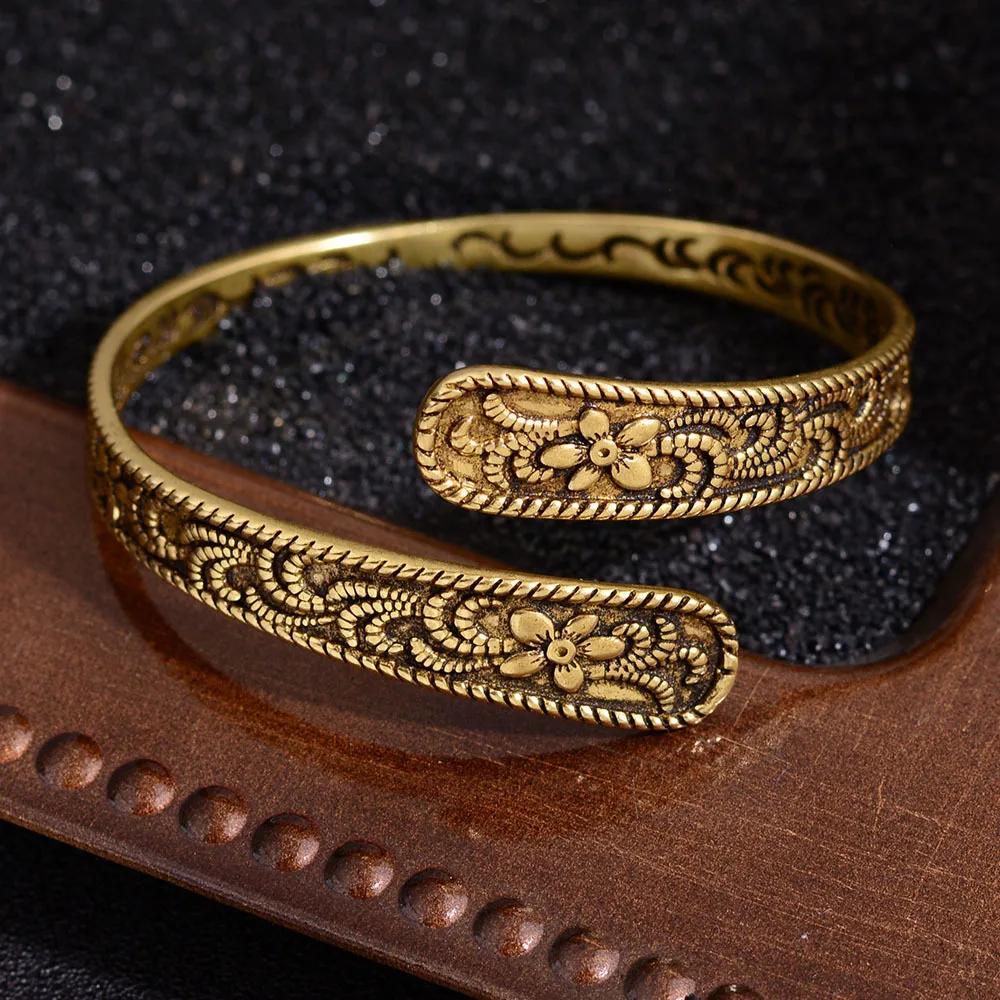 New Arrival Vintage Carving Flower Thai Silver Ladies Bangle Promotion Jewelry For Christmas Gifts Never Fade