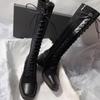High Heels Women Long Boots Chunky Lace Up Designer Shoes Fashion Winter Dress Luxury Pumps 2025 Goth Chelsea Botas  Shoes