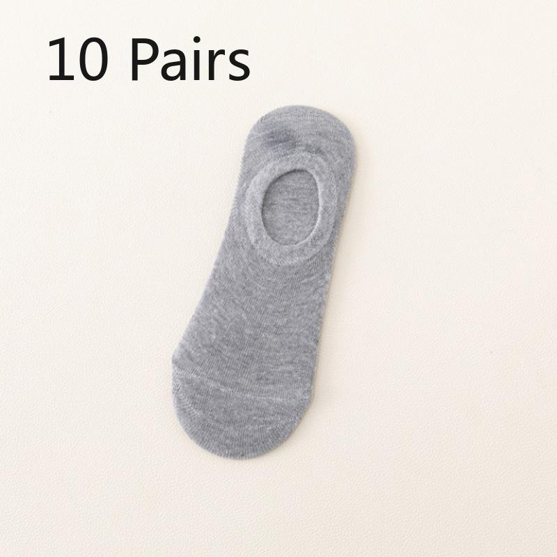 10 Pairs of Spring and Summer Models of Invisible Boat Socks Silicone Thin Mouth Does Not Fall Off the Heel Candy Colour Female Short Socks