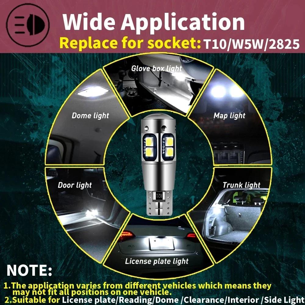 2 szt. Super Bright T10 W5W 168 192 Led tylne światło białe 3030 10SMD 12V samochodowa lampa LED samochodowa CANBUS bez błędu żarówka do oznaczania parkingu