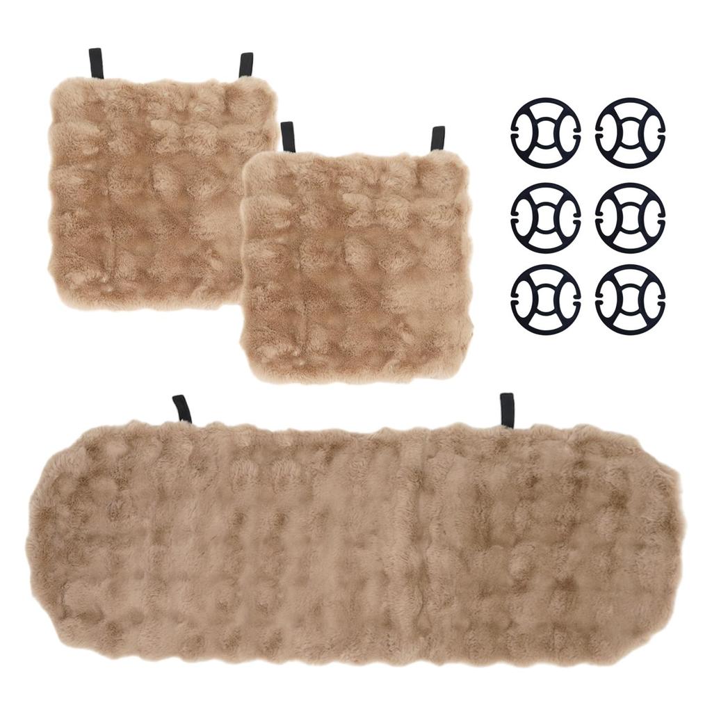 Fluffy Car Seat Cute and Stylish Seat Covers for and Rear Light Long Fur Car Accessories Rabbit Set of 3 Passenger Rear [MRG] Cushions, Driver,