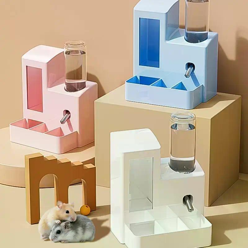 2-in-1 Automatischer Hamster Futterautomat Wasserspender Multifunktional Kleintiere Trinken Und Füttern Futterbehälter