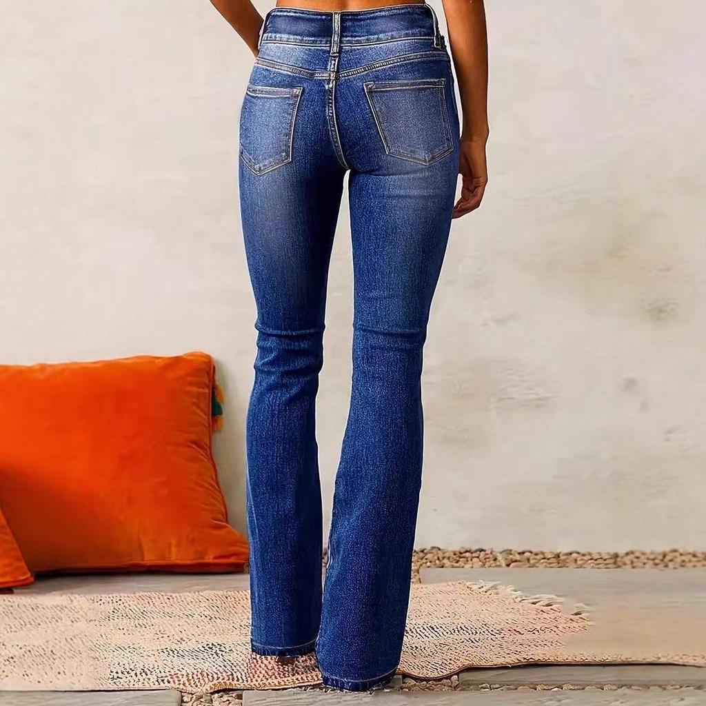 Wide-Leg Multi-Button Women's Casual Jeans