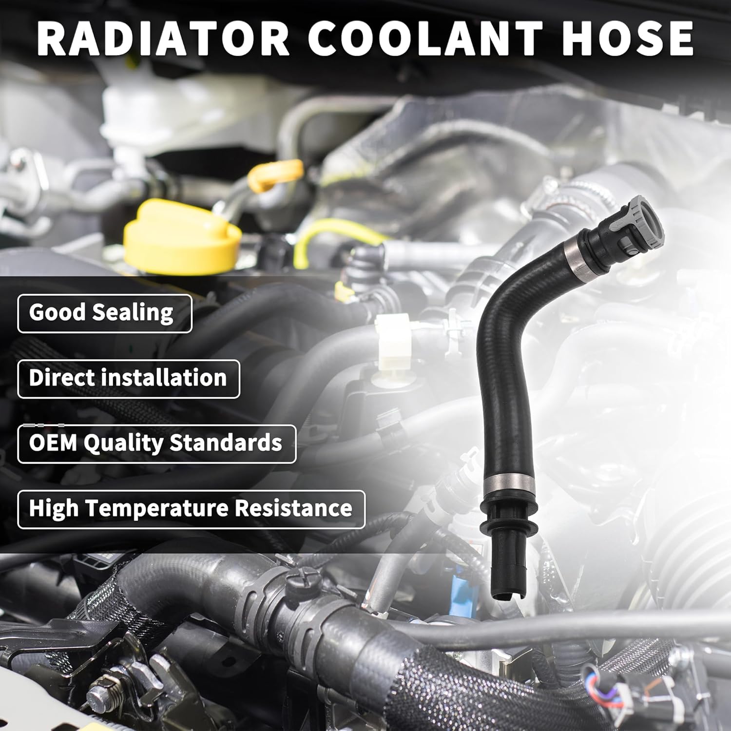 Water Heater Hose for Ford Escape High Sealing No.CV6Z18472W | Engine Heater Hose Assembly Black 1 Pcs for Lincoln MKC