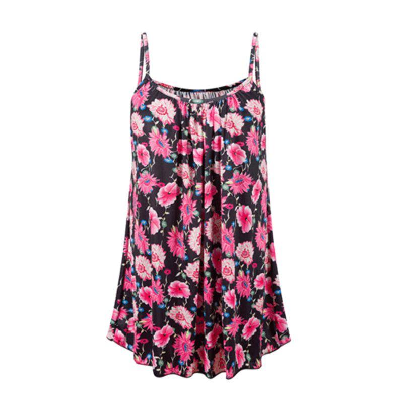 Elegant Women's Summer Strappy Tops Cami Dress In Floral Print For Beach Outings