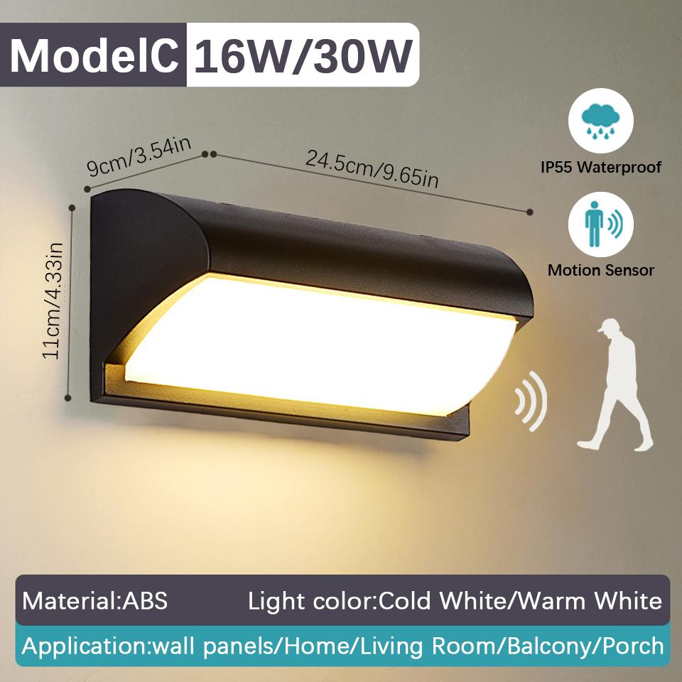 LED Wall Light Lamp Motion Sensor 85-265V ABS Waterproof Led Lights Modern Indoor Outdoor Room Decoration For Home Balcony Porch