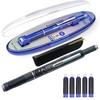 Fountain Pen Retractable 0.38mm Blue Ink Transparent Barrel Fine Nib Fountain Pen