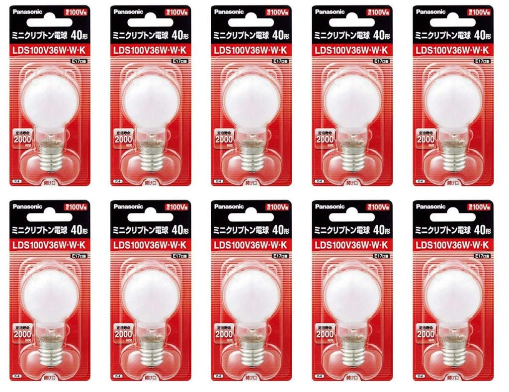 PANASONIC Mini Krypton Light Bulb 40W White LDS100V36WWK (Summary) [x10 Set] ds-2099394