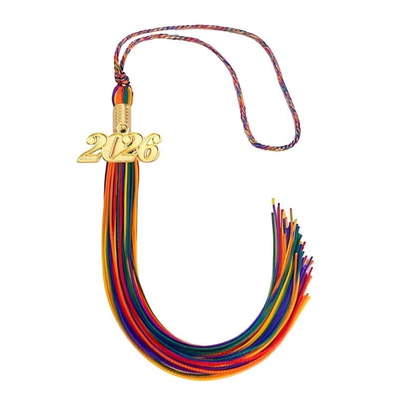 Rainbow Commencement Tassels With Year Charm Graduation Hat Tassels For Academic Gowns Caps and Graduation Ceremonies