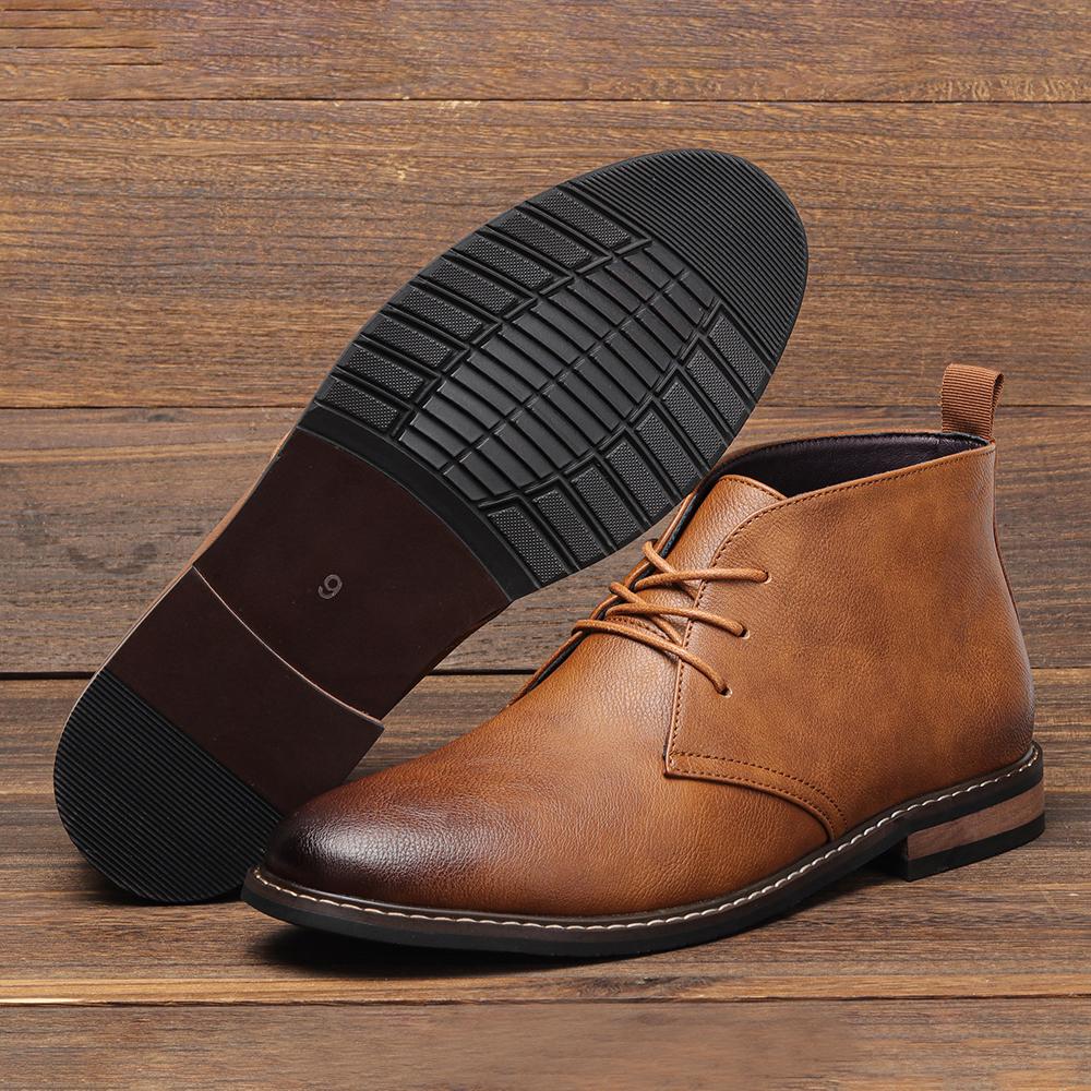 Retro Herren Stiefeletten Marke Übergröße Wüstenstiefel Bequeme Lederstiefel für Herren