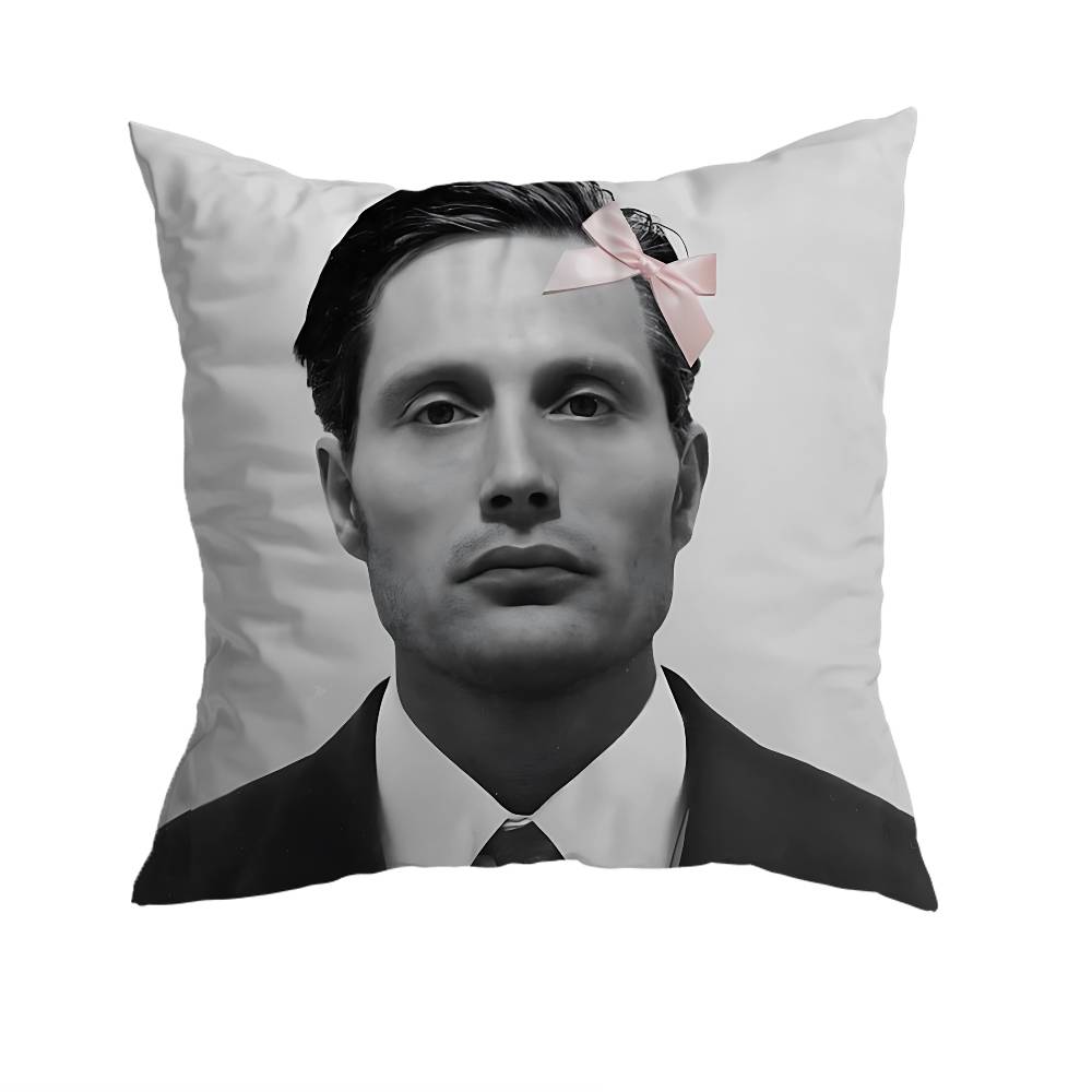 Vtipný povlak na polštář Mads Mikkelsen Hannibal Povlak na polštář Potah na polštář do obývacího pokoje Pohovka Vhodné pro domácí ložnici Dekorace místnosti