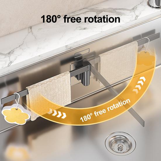 1/2Pcs Kitchen Hanging Rack 360-Degree Rotation Wall-Mounted Rotating Organizer Vertical Wall Storage Stand Rag Holder