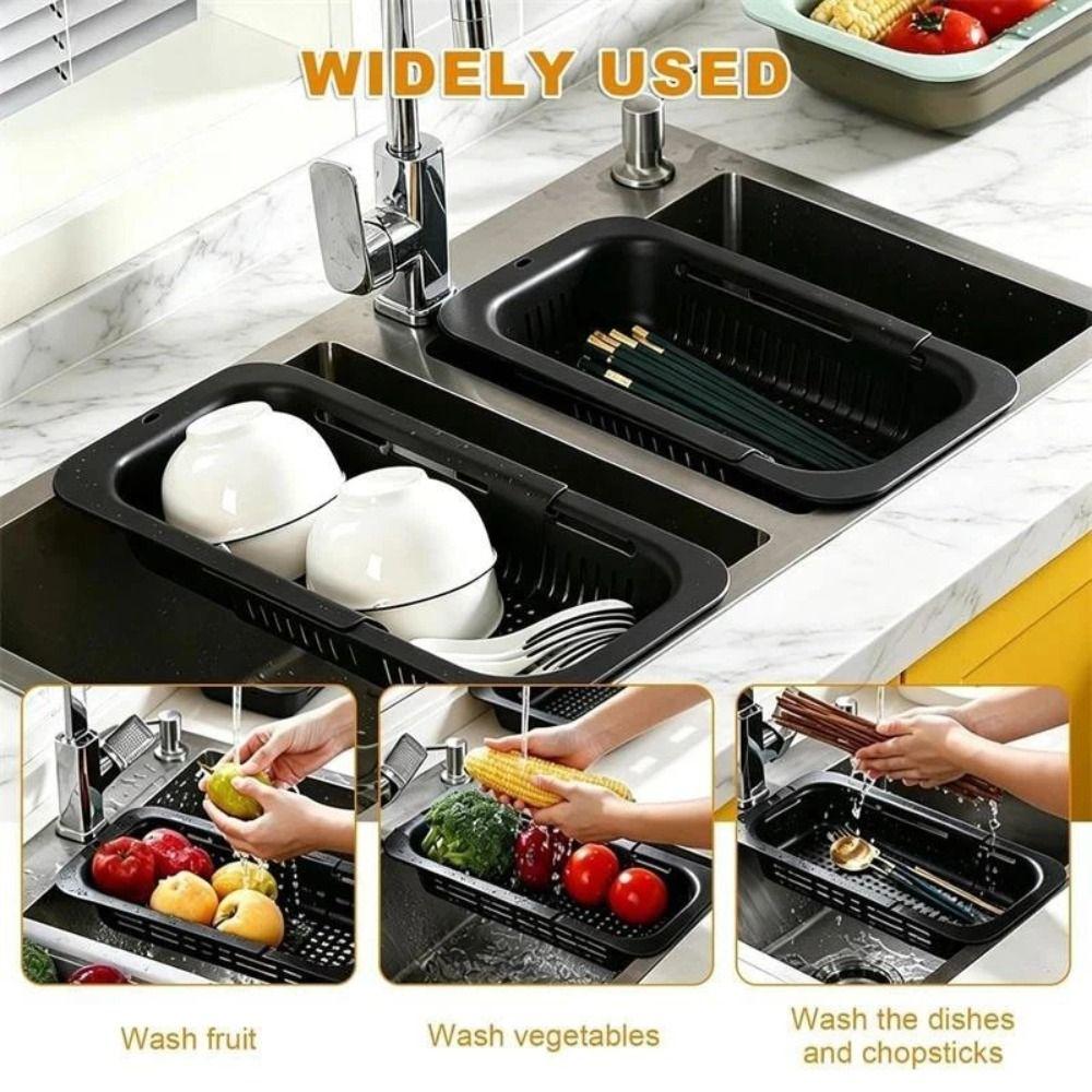Multifunctional Drainage Basket Expandable Veggie Washer Sink Strainer Basket Washing Veggies