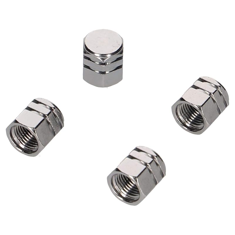 Amon Air Valve Caps, 2-Line Machined Type, 4-Pack, Replacement/Spare, Prevents Valve Core Contamination, 8828