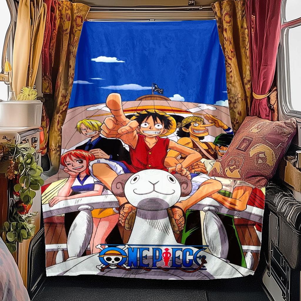 One Piece Luffy Print Blanket, High-quality Nap Blanket, Warm and Soft, Suitable for Sofas, Beds, Camping Trips, and Offices.