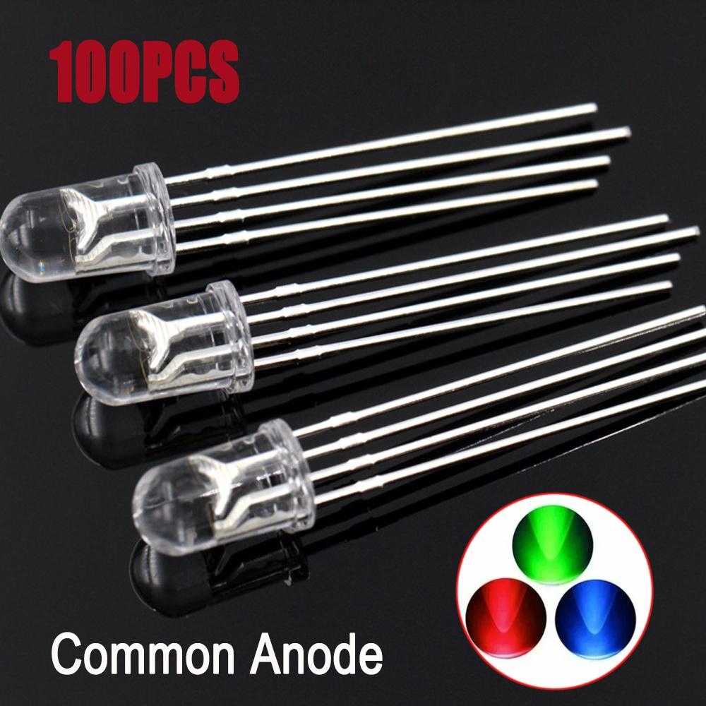 Full-color 5mm RGB LED Diodes Common Cathode/Anode Four Feet Transparent Red/green/blue Highlight Color Light 5mm Diode Colorful