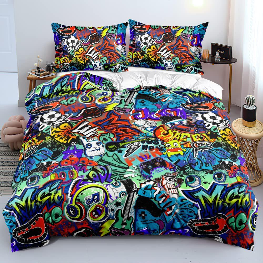 Black Game Handle Three-Piece Quilt Cover 3D Digital Printing Bedding Set Bed Cover