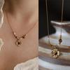 Maillard Style Brown Flower Pendant Tiger Eye Stone Bead Chain Necklace for Women Fashion Charm Chokers Collar Chic Cast Jewelry